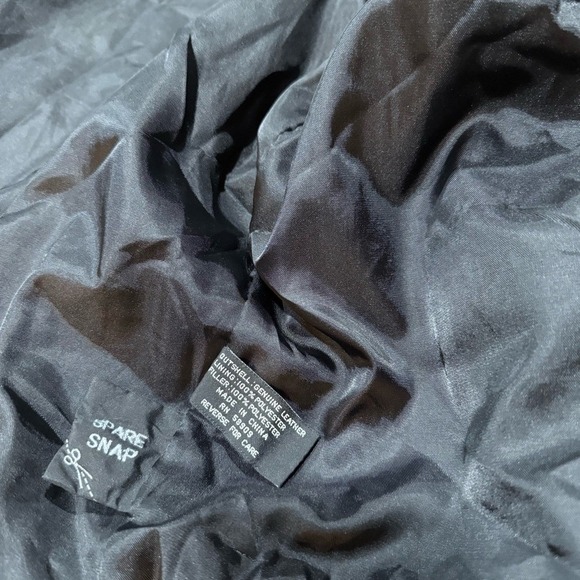 Men's Size XL Black Genuine Leather Bomber Motorcycle Jacket Coat Roundtree - Picture 10 of 10